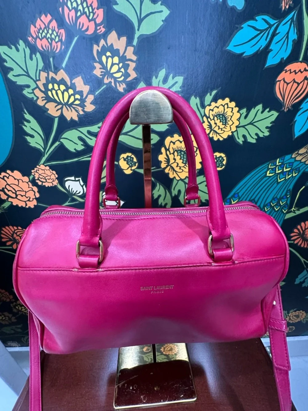 Saint Laurent Baby Duffle Pink Leather Crossbody Bag YSL Mini Boston - Picture 6 of 16